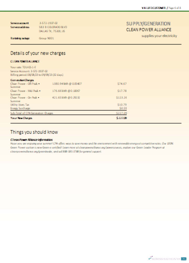 Download Southern California EDISON utility business bill, page 6, SCR Photoshop template